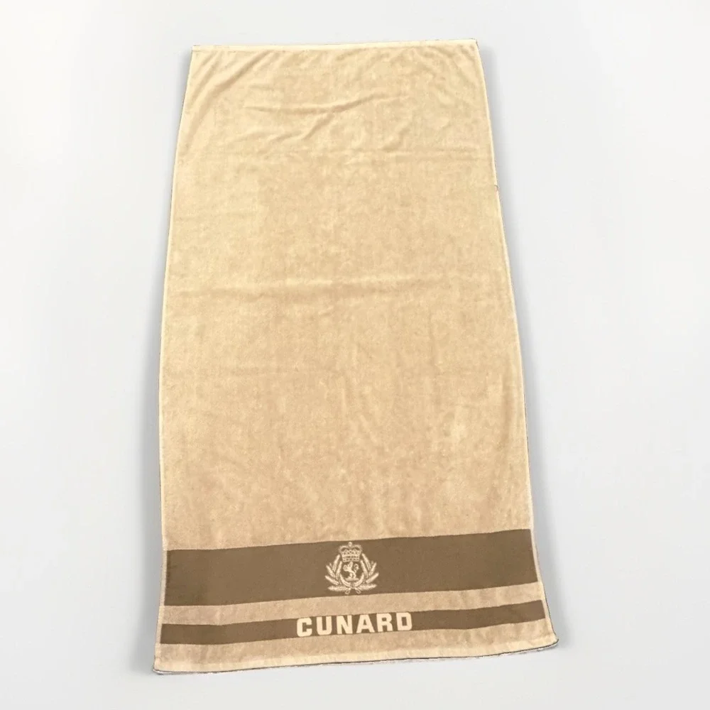 Cunard Cruise Line Sobel Westex Beach Pool Towel 63x33 100% Cotton Brown
